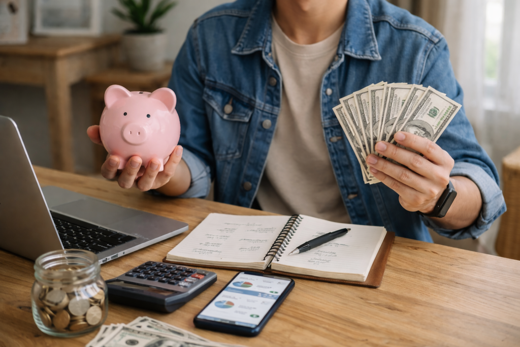 Alt="ahorro vs gasto decisiones financieras jóvenes"
